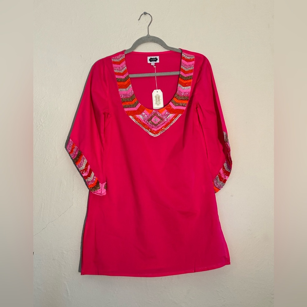 Deep Pink Jeweled Cover Up